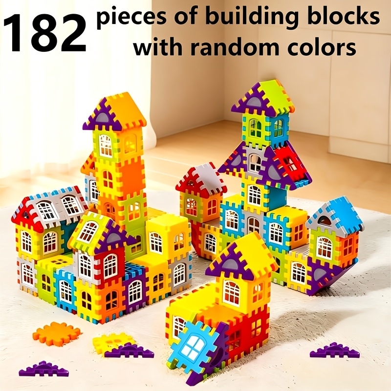 Diy Creative Cube-assembled House Building Blocks, Basic Interlocking Model Puzzle, Christmas Party & Holiday Gift Random Color
