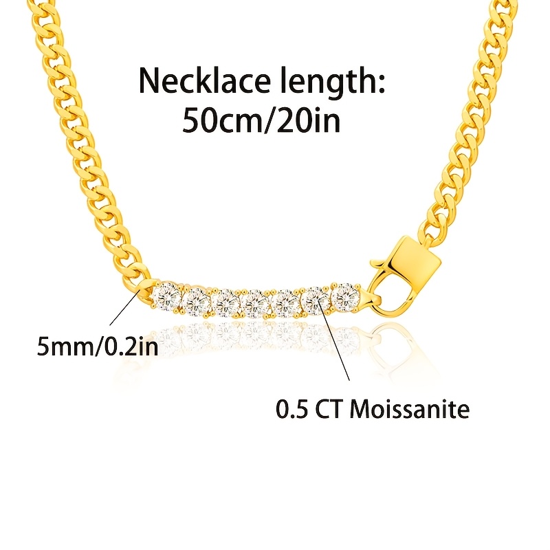 Image of 925 Silvery Men's Necklace Inlaid With High-quality 5a Synthetic, , Luxurious And Elegant Hypoallergenic Best Gift Christmas Valentine's Day Gift Box Packaging.
