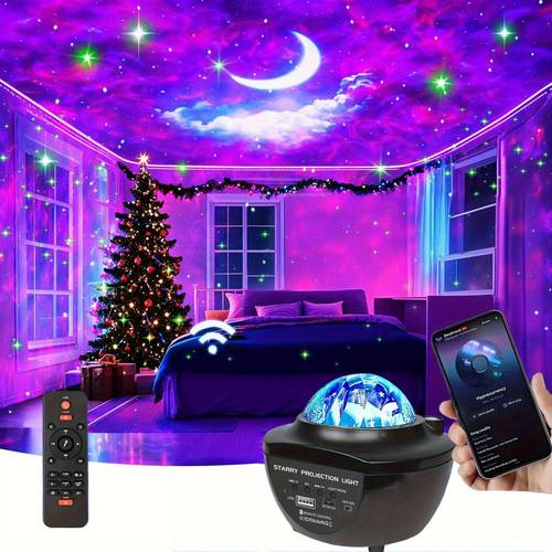 star projector night light 10 color led ceiling light with wireless music app control remote timer room decor bedroom party christmas gift led starry sky projector mood lighting christmas decorations