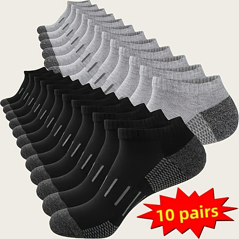 TEMU 10 Pairs Of Large-sized Men's Sports Socks, Women's Socks, Men's Cushioned Short Socks For Running Performance, Outdoor Socks, Cycling Socks,