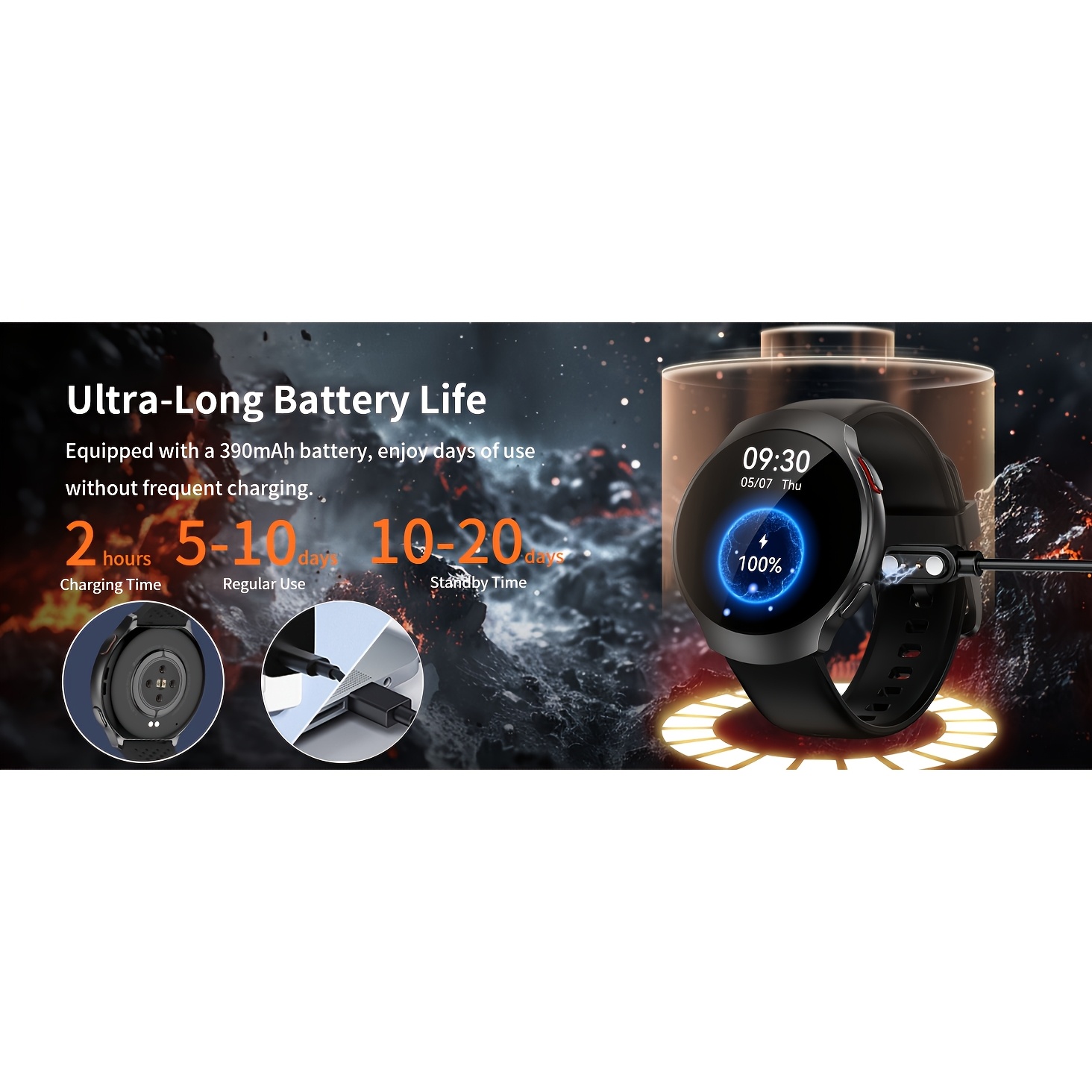 Montre Connectée 2026 avec Chat AI Extérieur et Système de Positionnement GPS, Montre Intelligente pour Femmes et Hommes, Écran AMOLED Courbé de 1,43 Pouces, Montre Sportive, 150+ Modes Sportifs, Appels Sans Fil, Suivi du Sommeil, Double Bracelet en Silicone, Batterie Haute Efficacité 390mAh pour 7