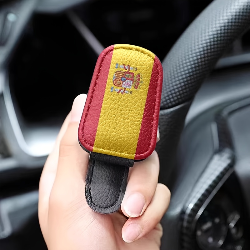 TEMU Clip magnético para gafas de cuero PU con español, para visera de coche, accesorio para visera de coche, regalo y decoración
