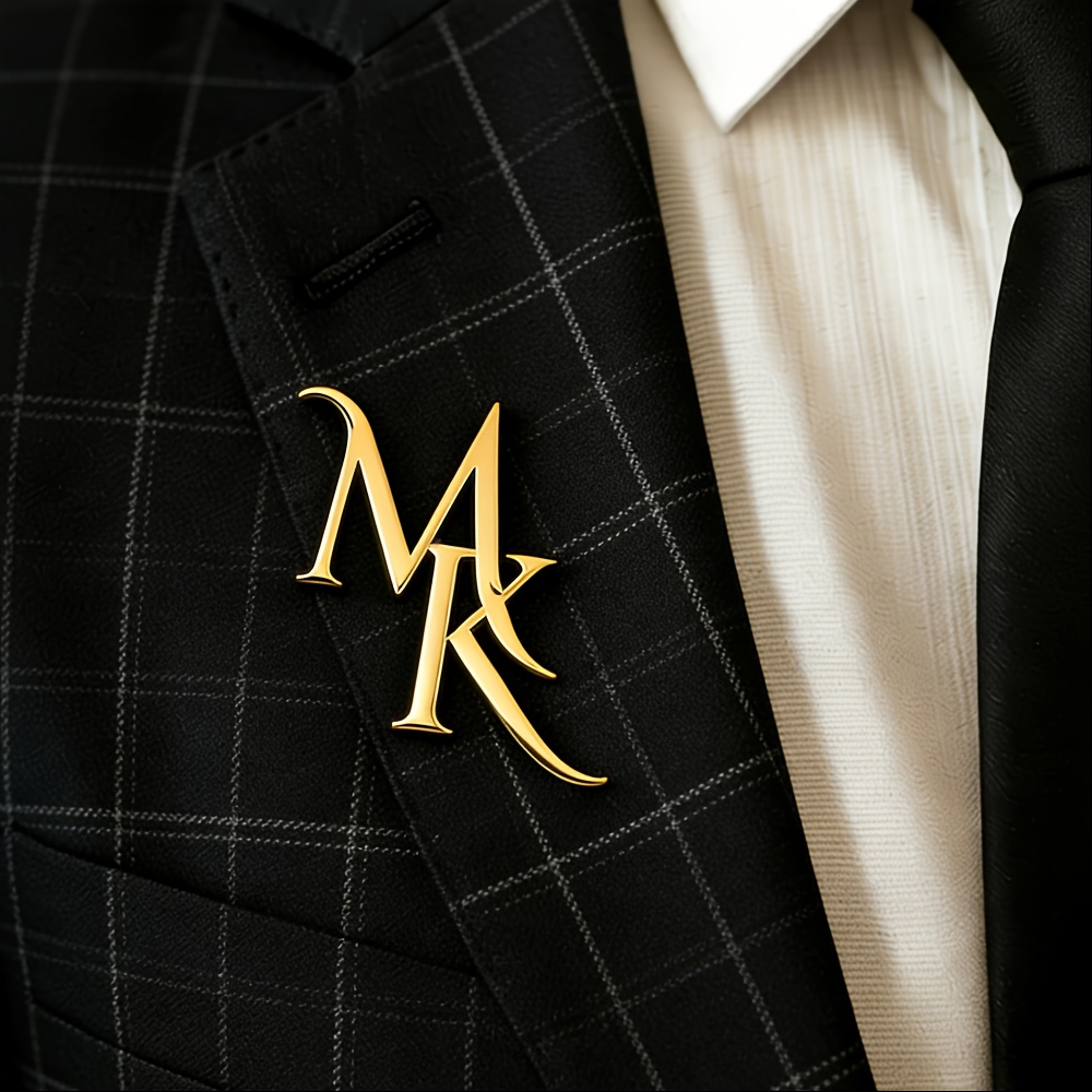 TEMU Custom Self- Initial Brooch, Men's Exquisite High-end Personalized Name Pin Gift Brooch, Suit Lapel Badge Jewelry Accessory, Suitable For Daily