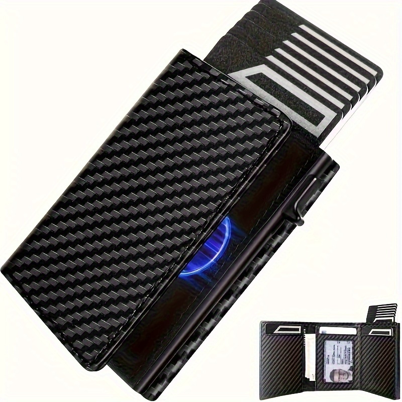 Image of Minimalist Men's Rfid Anti-theft Pop- Wallet With 10 Card Slots, Id Window, And Coin Pocket Pop-up Credit Card Holder