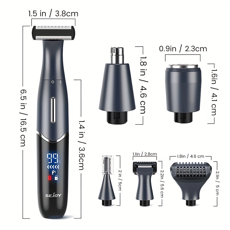 6in 1 electric  s for women men bikini trimmer hair remover kit for face eyebrow nose   legs and pubic hair wet and dry     rechargeable portable Product details 3