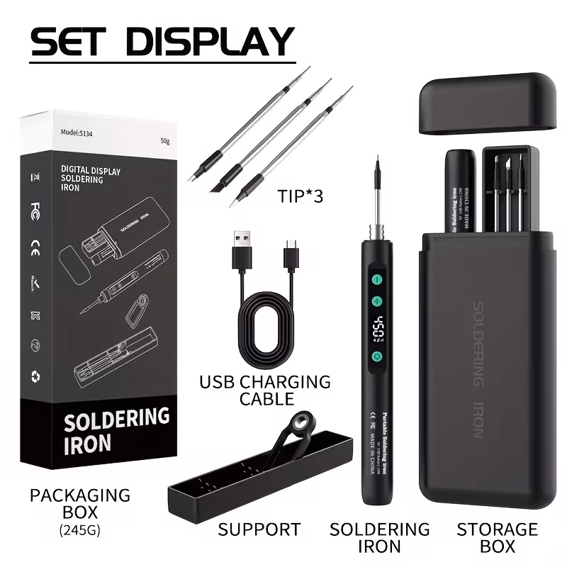 soldering set temperature adjustable with lcd screen up in 180 450 c with 3 ideal for home repairs and Product details 2
