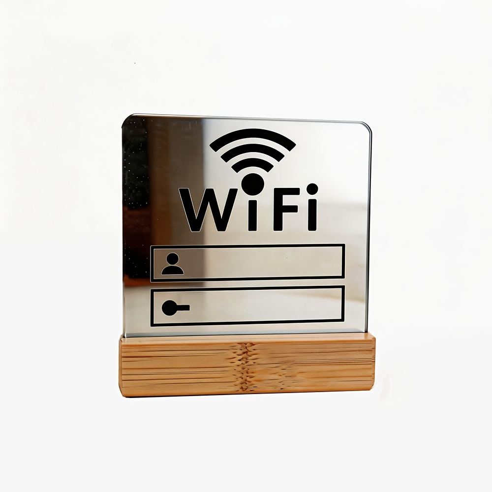 TEMU 1 pièce Panneau d'affichage WiFi créatif en bois de bambou pour hôtel, ', café, restaurant, bureau d'accueil d'entreprise, Panneau de réseau fil
