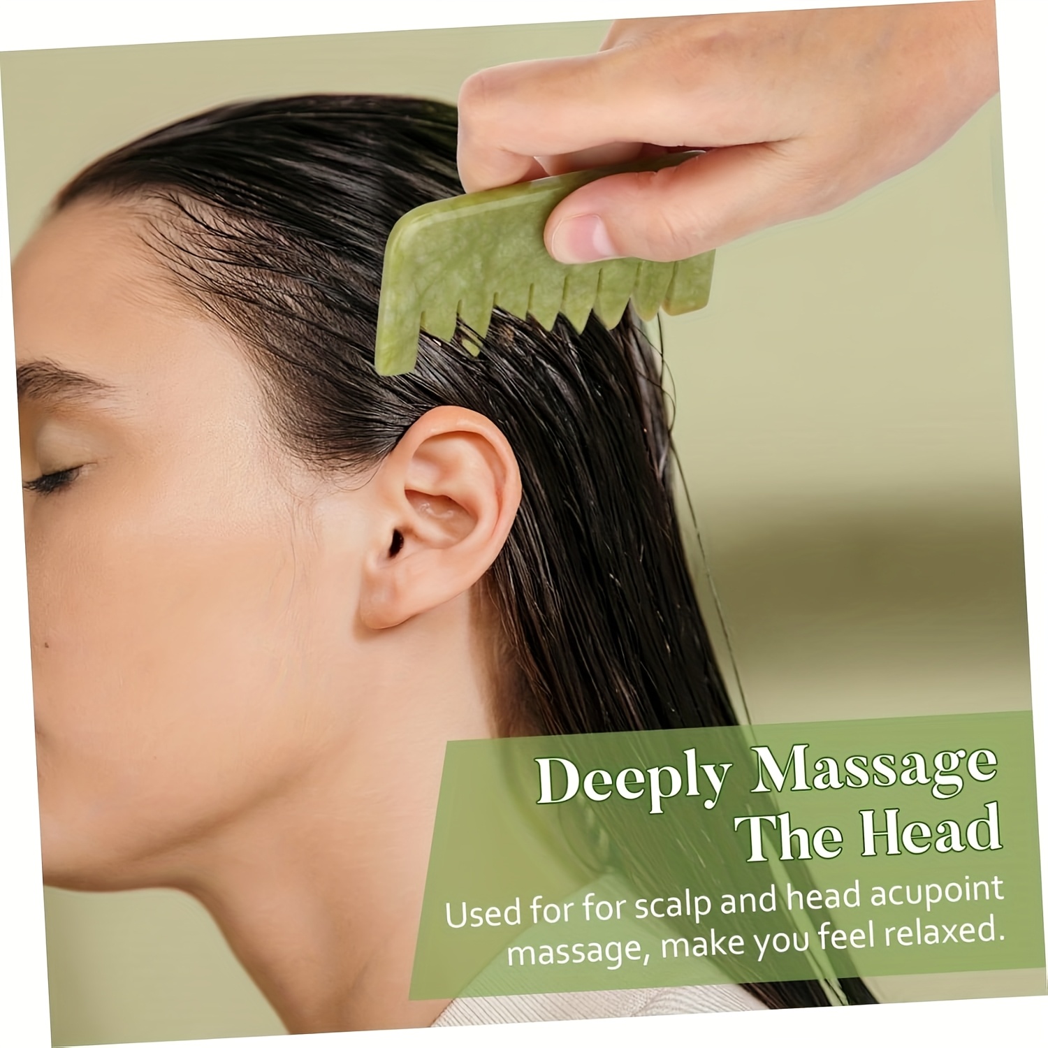 Peine de Masaje Gua Sha | Masajeador Facial y Corporal de Piedra Verde | Herramienta de Masaje Tradicional Multifuncional para el Cuidado del Cuidado del Cuero Cabelludo y la Cabeza | Diseño Ergonómico para Mejorar la Circulación y la Relajación. Ideal para Uso Doméstico o Profesional como