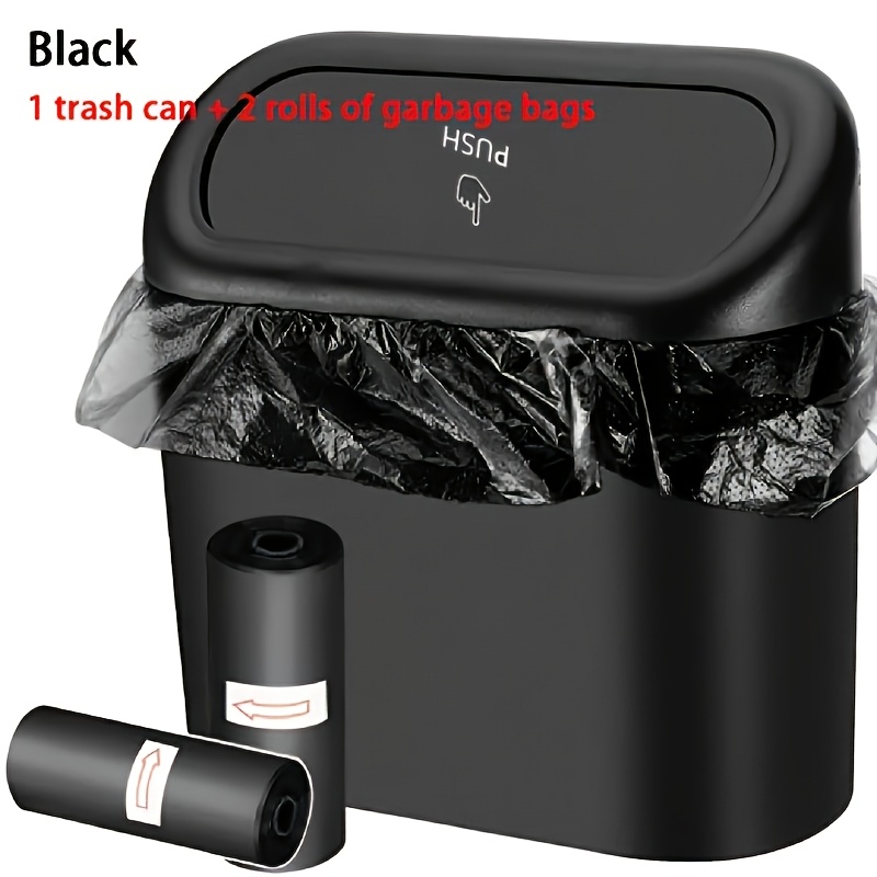 Image of Car Trash Can With 2pcs Trash Bags, Car Trash Can Set (includes 2pcs Trash Bags), Universal For All Car Models, Hung On Car Door Or Back Of Driver Seat