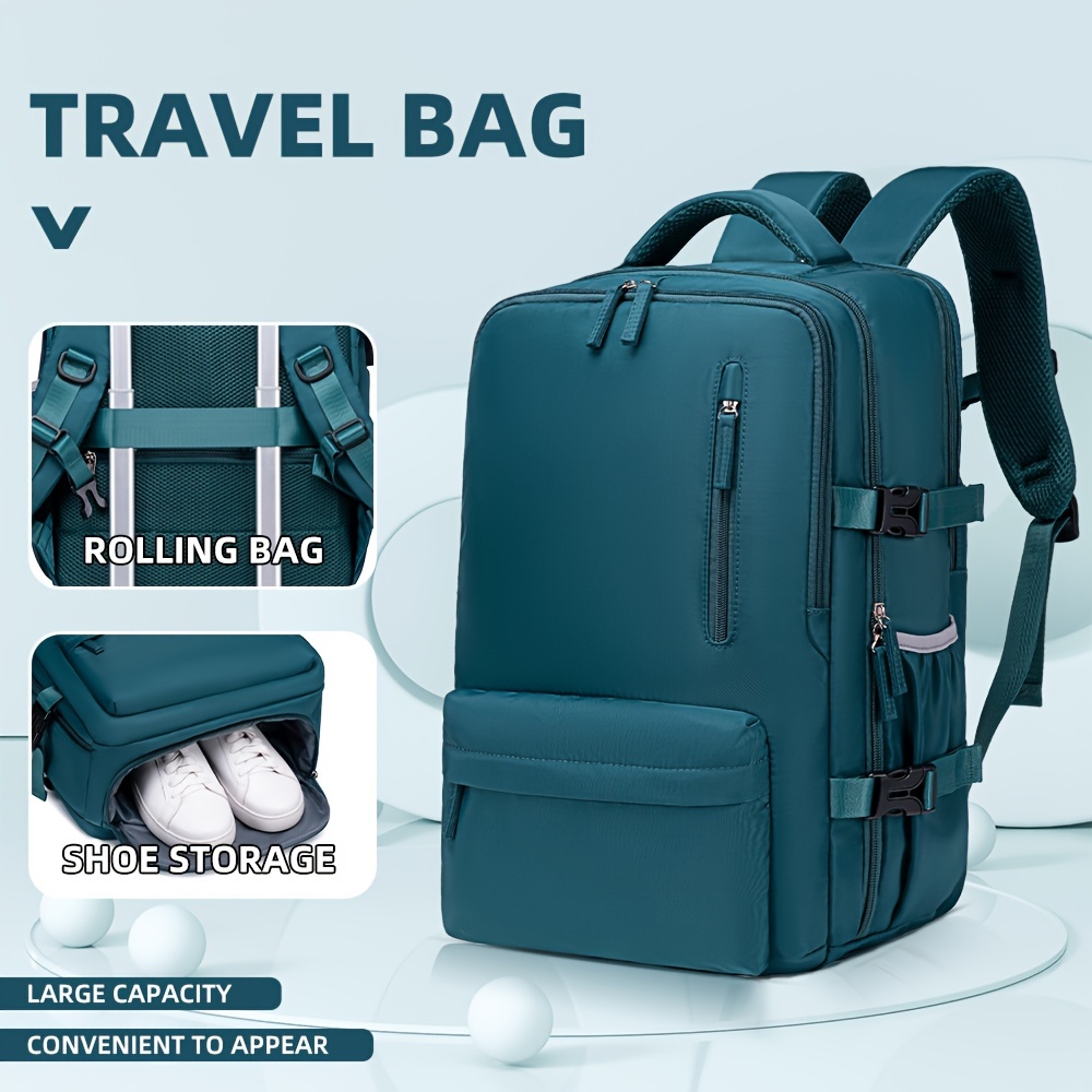 Large Capacity Travel Backpack with Shoe Compartment, Polyester Lightweight  Laptop Bag with Charging Port, Fashionable Travel Commuting Pack, Business