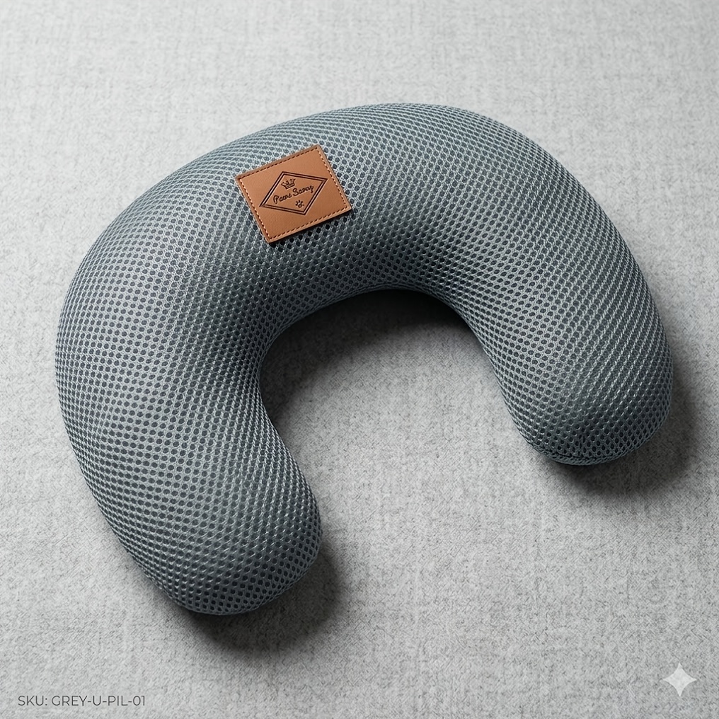 TEMU Paws Pet U-shaped Pillow For , Half-moon Sleeping Pillow, Neck & Spine Support Cushion For Small , Breathable Mesh Pillow Toy