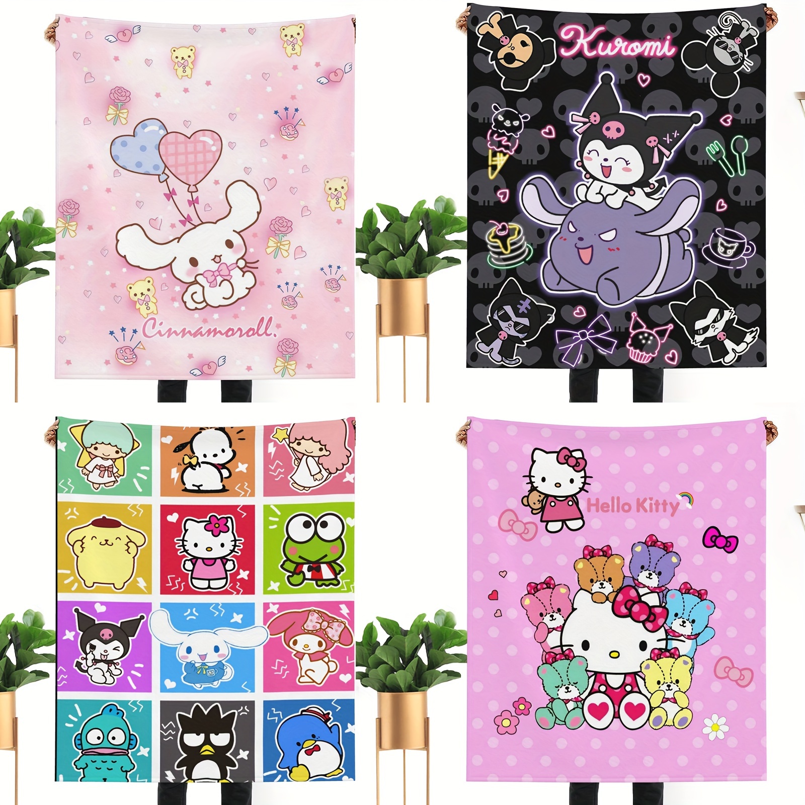 

Sanrio Blanket Hello Kitty Kuromi Cinnamonroll Cartoon Flannel Blanket Soft And Comfortable Suitable For Bed Sofa