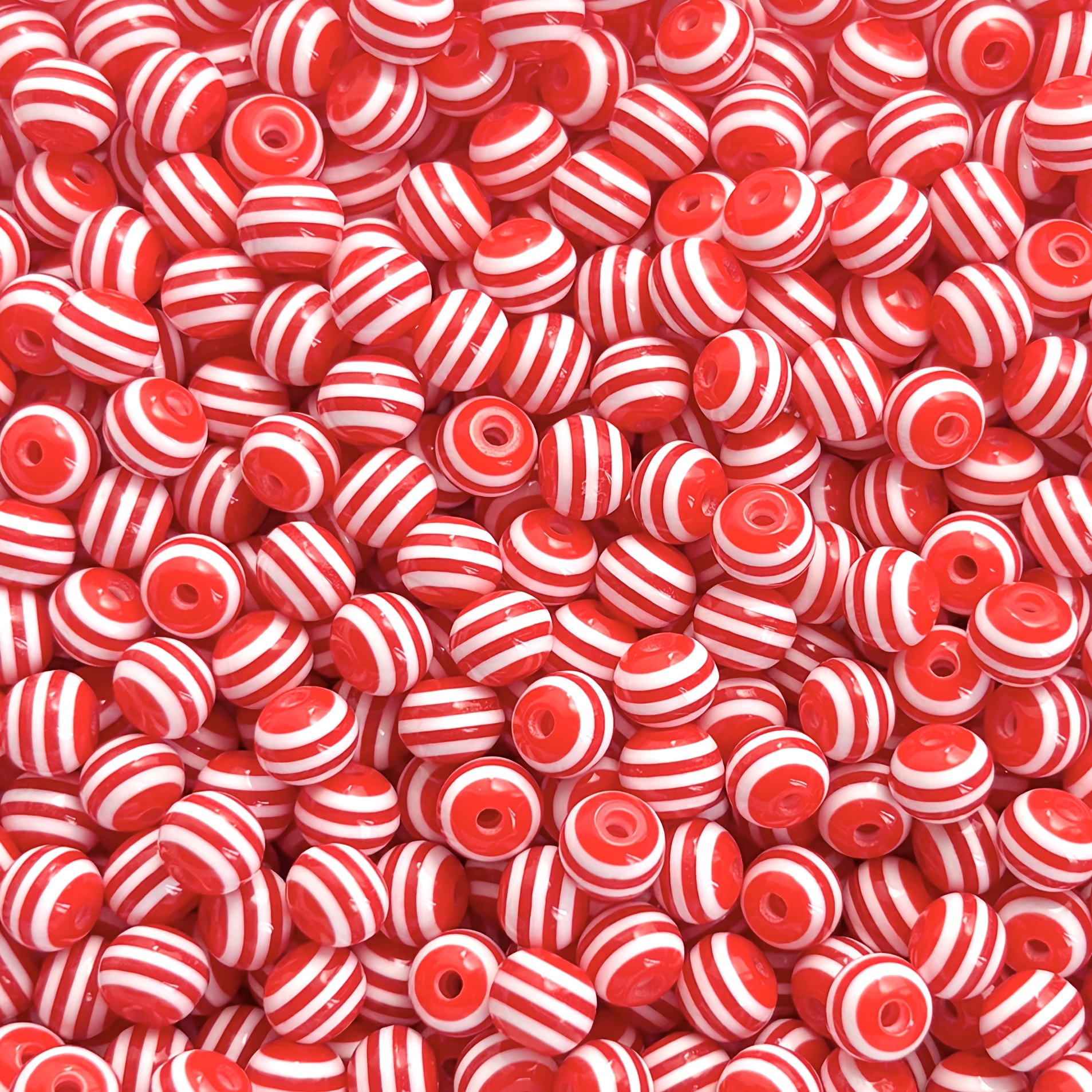 TEMU 8mm 50pcs Diy Striped Beads, Random Color And Monochrome. Used For Accessories Such As Bracelets And Necklaces, With A Of Colors.