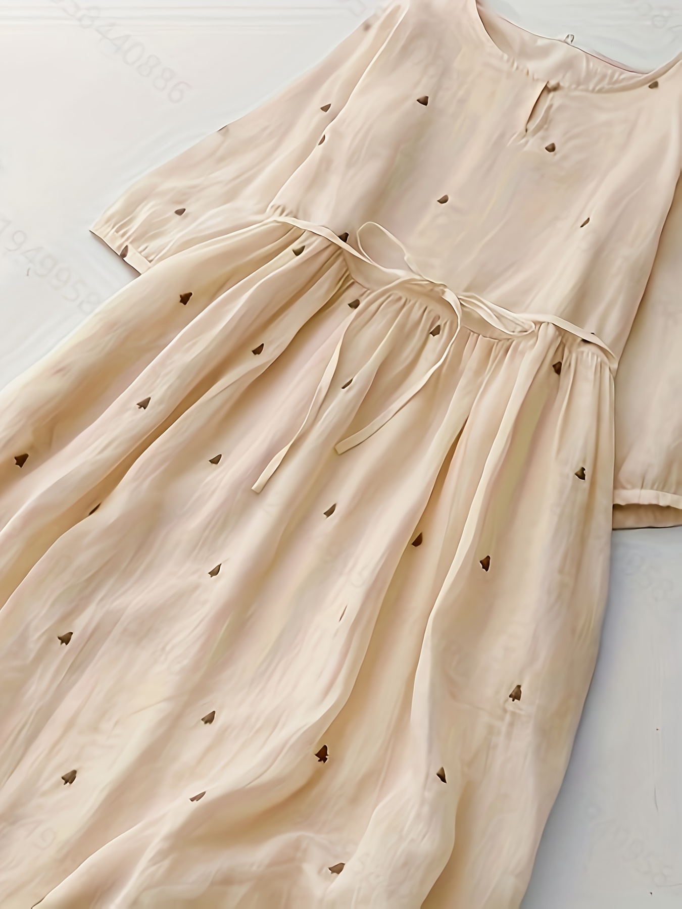 asian size vintage literary casual waist cinching dress - Temu Germany