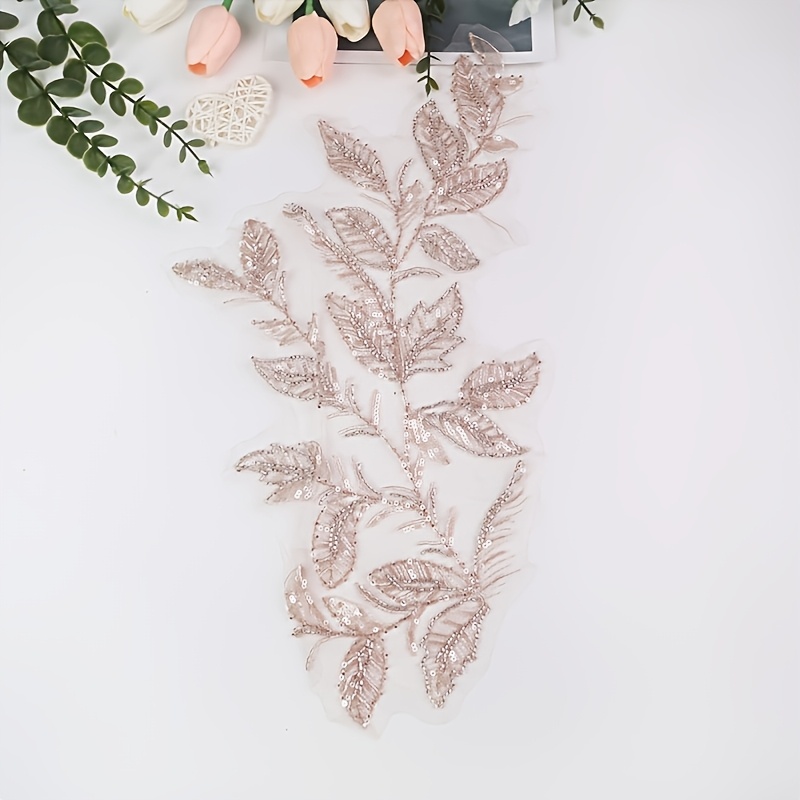 BNH5399 New Color Sequins Embroidered Leaves for Dresses
