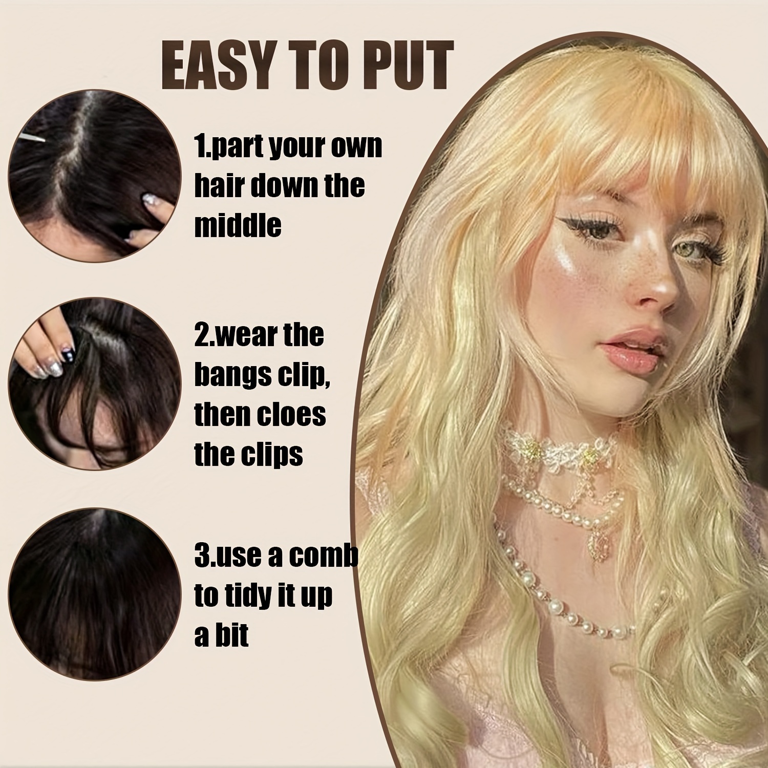 womens synthetic straight hair clip in air bangs light invisible hairpiece with   heat resistant wig accessory   and suitable for   collection details 15