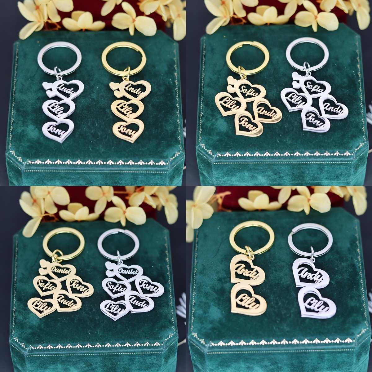 

Porte-clés Pendentif Cœur avec Nom Personnalisé, Bijou de Mode Cadeau de Noël, Porte-clés en Acier Inoxydable avec Plaque de Nom Gravée, Porte-clés Personnalisé pour Couple ou Famille