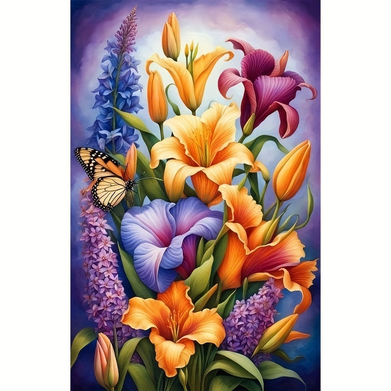Image of 1pc 30x40cm 5d Diamond Painting Kit Flower Picture, Diamond Painting, Kit, Room Office Wall Decoration