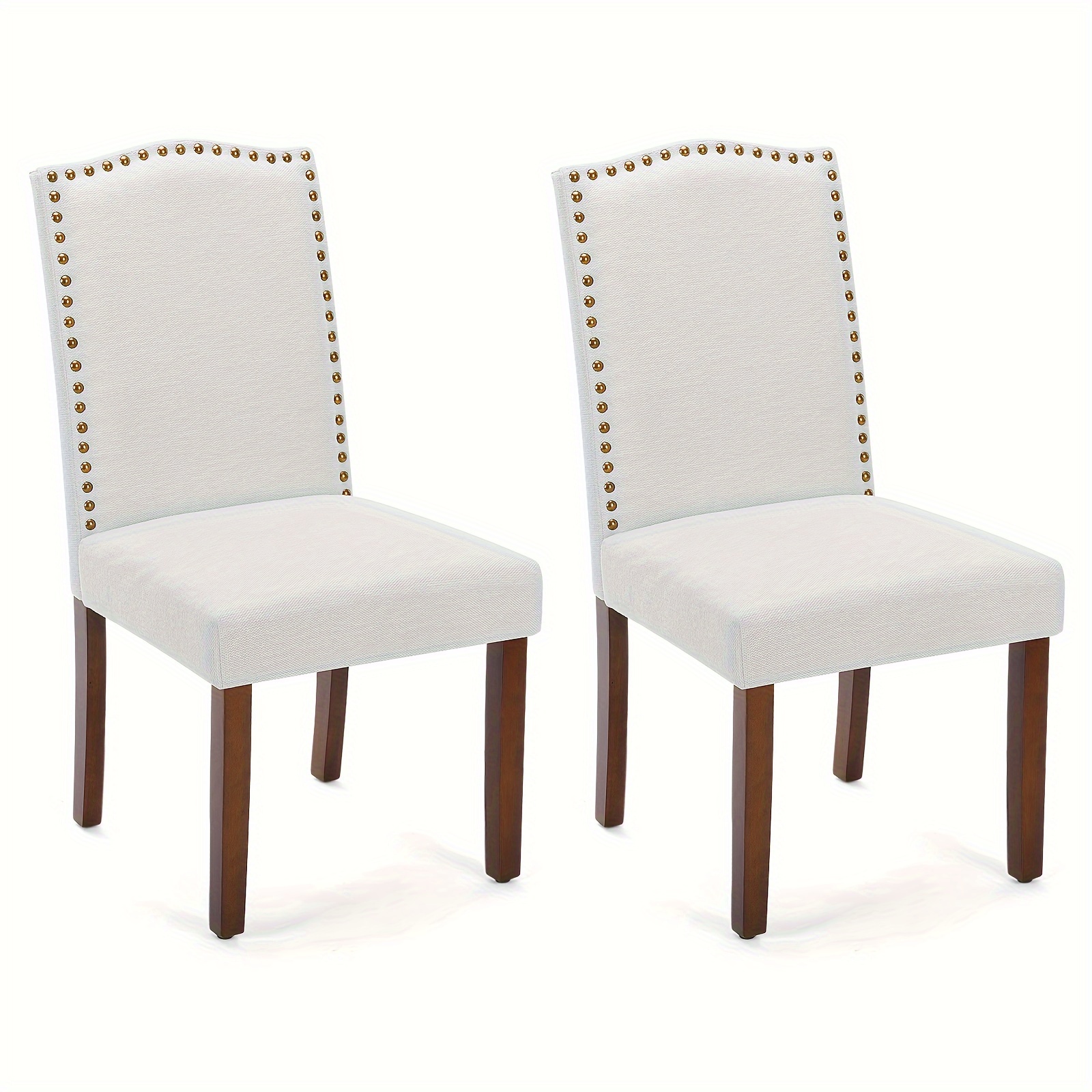 

Dining Chairs Set Of 2, High-end Upholstered Leather Dining Room Chair With Nailhead Trim And Wood Legs, Dining Room Kitchen Side Chair For Bedroom, Living Room, Dining Room