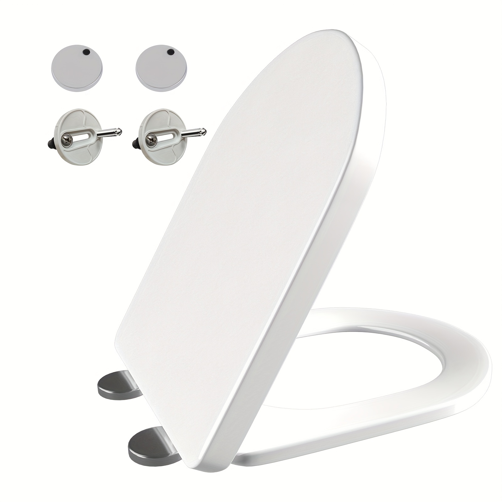 D Shape White Toilet Seat, Modern Wc Toilet Lid Release, Soft Close Adjustable Hinge Toilet Seat Cover For Bathroom