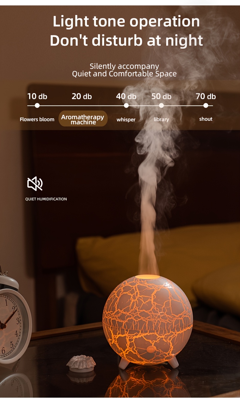 Humidificateur et Difuseur de Parfum Globe Craquelé - Créateur de Brume Compact pour Huiles Essentielles, Décor de Bureau/Chambre