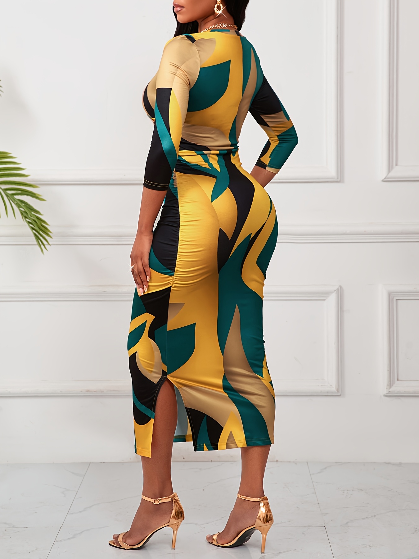 ankle length bodycon dress Plus Size High Neck Bodycon Dress – 2020AVE main image 0