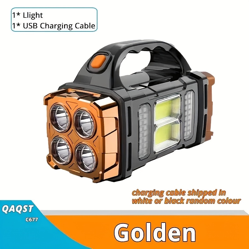 TEMU 1pc Solar Camping Light - Bright, Portable, Rechargeable, Power Bank, Usb, Led Flashlight, Waterproof, Torch With Long-lasting , , And Versatile