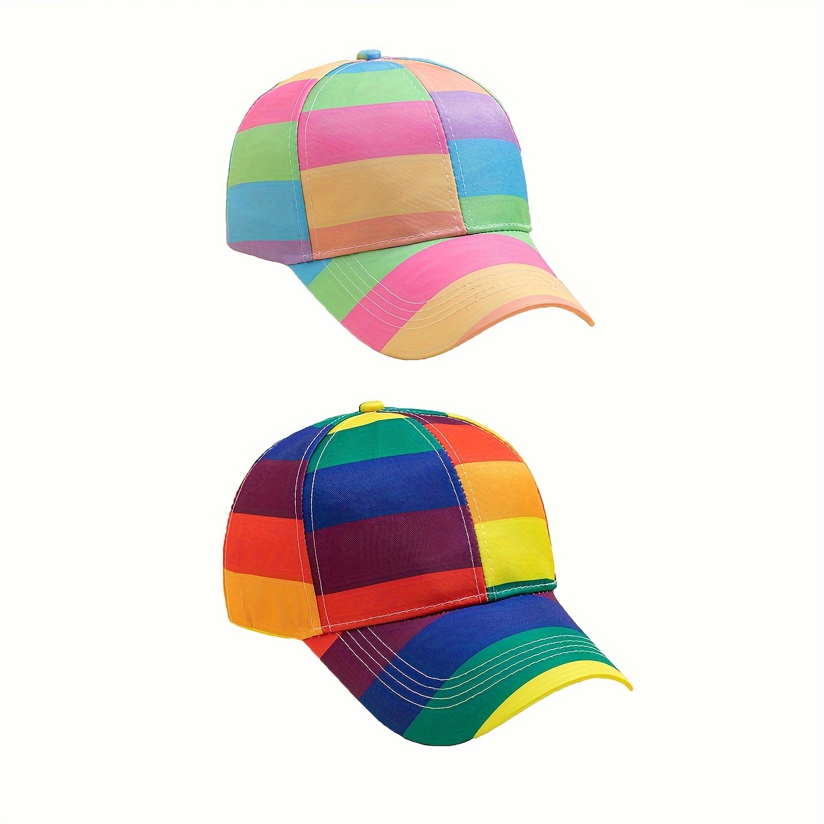 

Rainbow Striped Baseball Cap, Vibrant Multicolored Unisex Sun Hat, Casual Outdoor Sport Cap, Adjustable Summer Peaked Hat