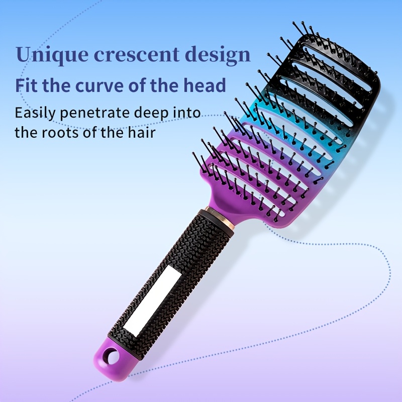 Gradient Hollow Large Curved Comb for Smooth Curls