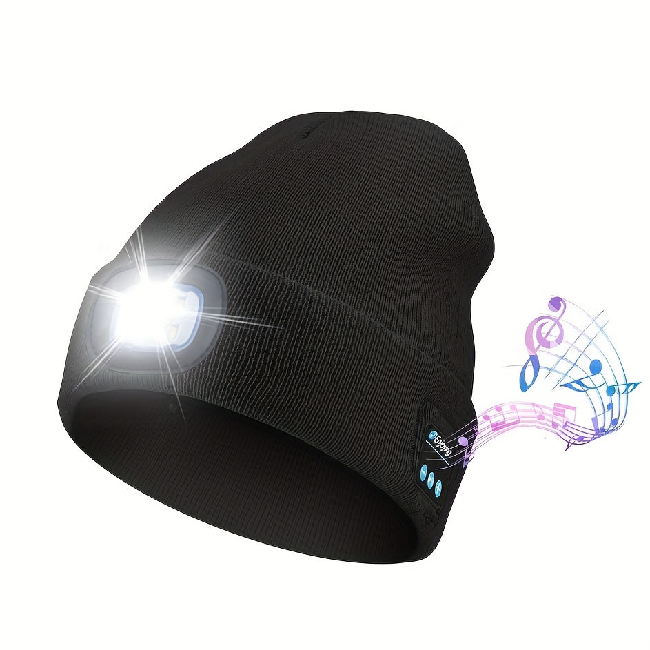 Men's & Women's Winter Wireless Headlamp With Usb- Led, For Smartphones & Music, Warm Hat, Low-power For, - Compatible With Phone Calls/screens/apps - Ideal