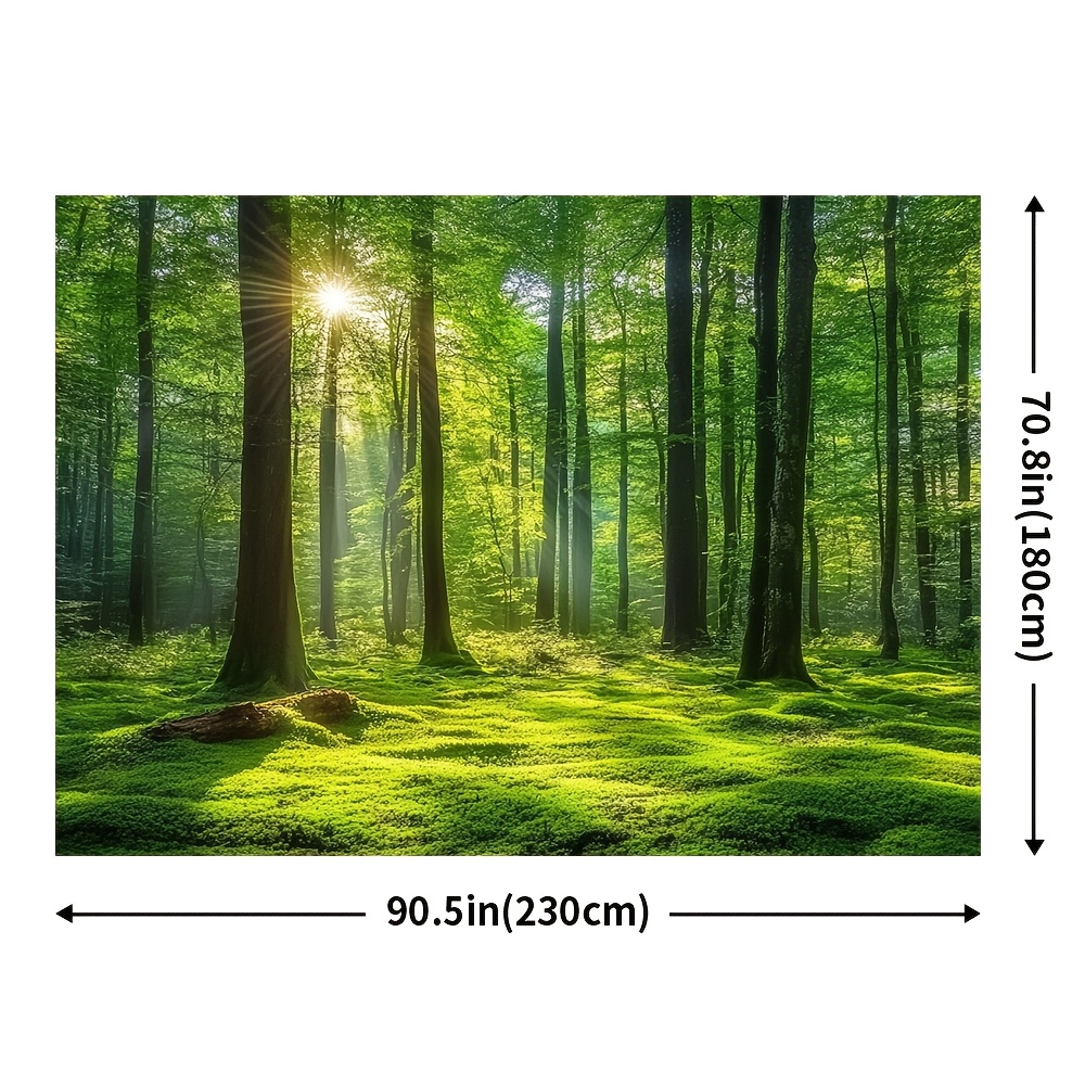 TEMU 1pc Forest Nature Backdrop - Durable Polyester, Spring-themed Scene With Vibrant Greenery And Trees, Easy To Hang, No Electricity Required -