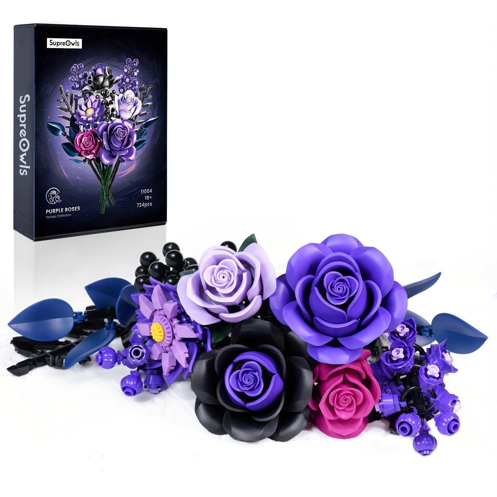 TEMU Cadeau de la Saint-Valentin à faire soi-même : Coffret de jouets de style gothique, coffret de puzzle de plantes, jouet de fleur artificielle
