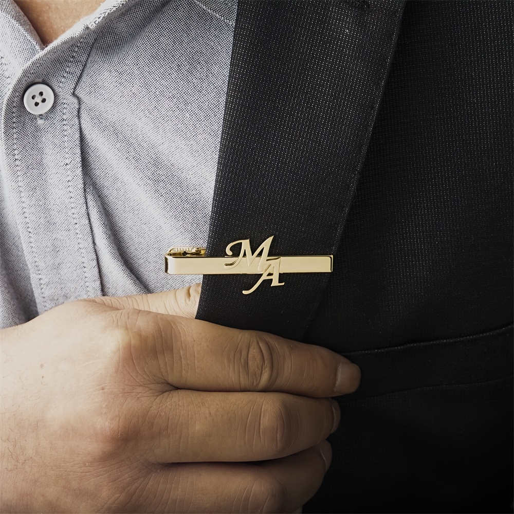 TEMU 1 Custom Stainless Steel Men's Tie Clip, Personalized Groomsmen Gift, Monogram Men's Tie Clip, Groomsmen Gift, Custom Tie Clip For Wedding,