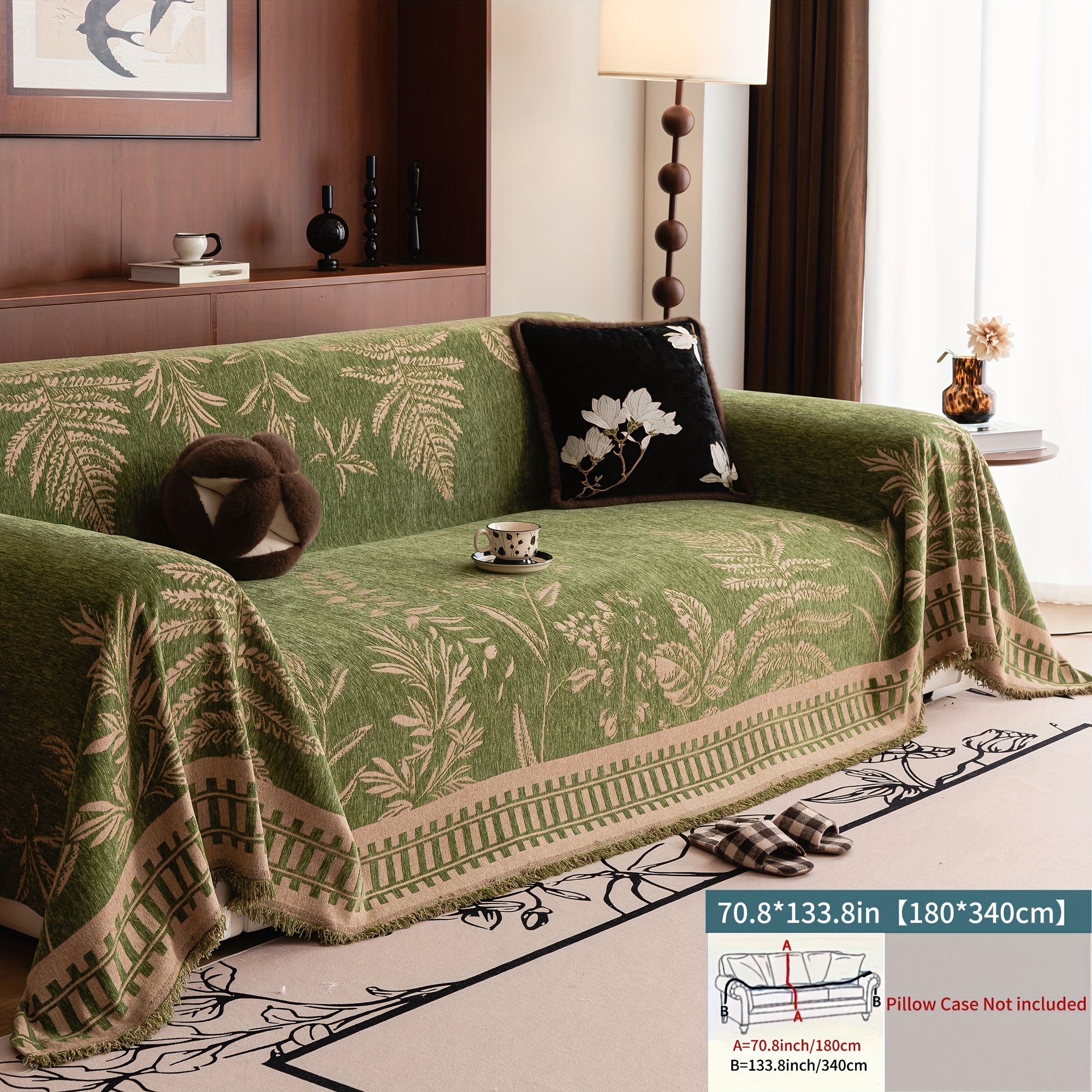 TEMU 1pc Retro Style Comfortable Sofa Cover, Pet Friendly, Durable And Washable - Elegant Design Sofa Cover Sofa Blanket, Versatile With 1 Towel,