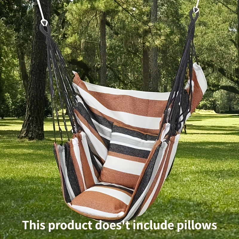 1pc outdoor hammock chair leisure swing hanging chair canvas without pillow and cushion indoor outdoor hammock garden leisure furniture hammocks, opp sealed bag khaki 0