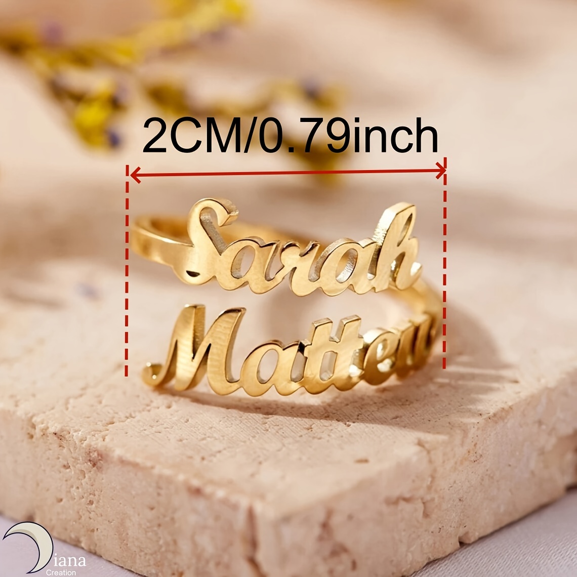 Personalized Stainless Steel Name Ring Adjustable Open for 1 3 Names