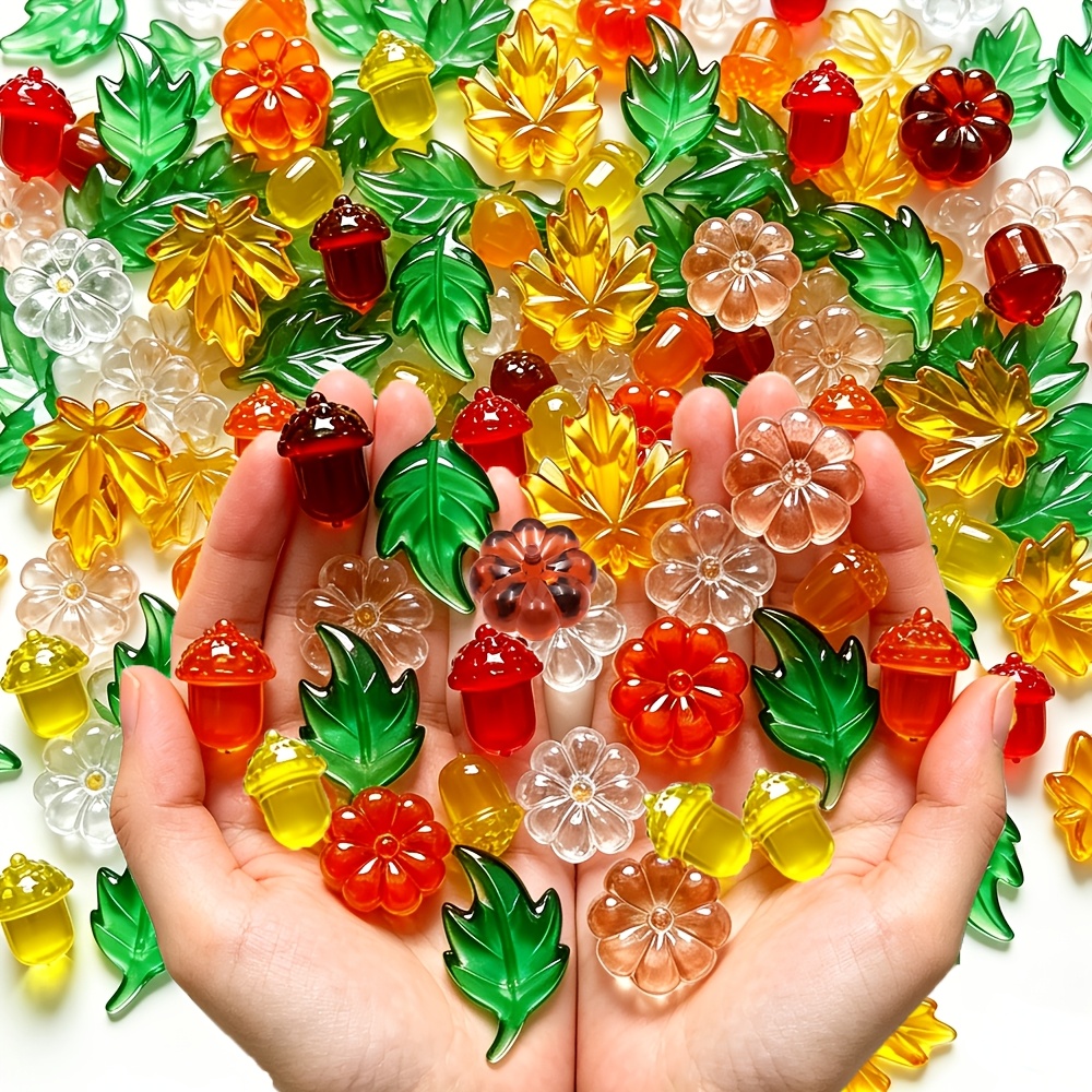 TEMU 27 Acryl Esdoornblad Ornamenten, Vaasvullers, Acryl Edelstenen voor Tafelstrooisel, Geschikt voor Herfst Thanksgiving, Oogstfeest, Halloween