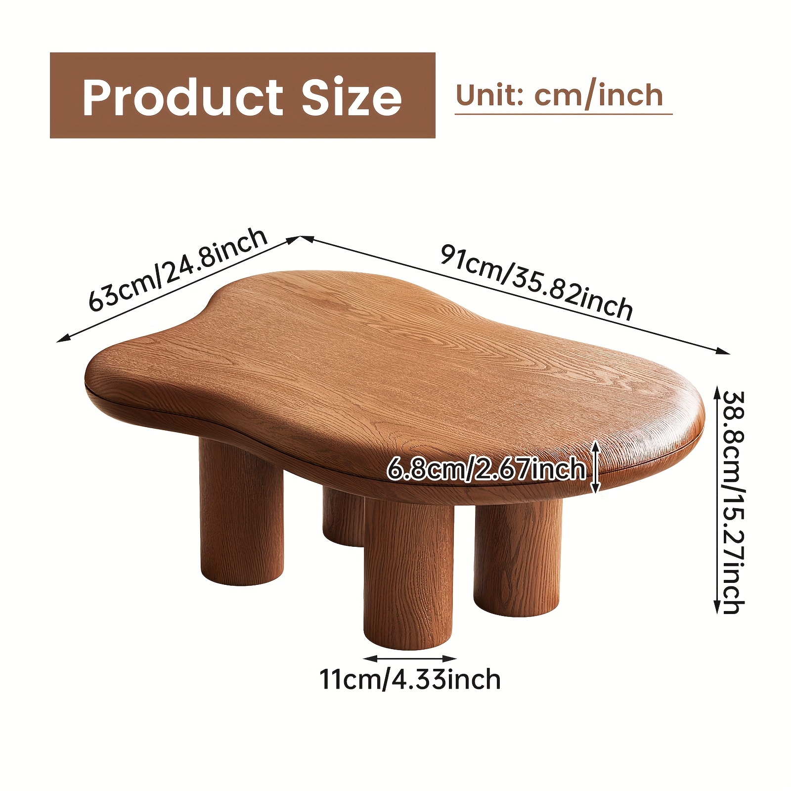 TEMU Table Basse Moderne de Nuage Irrégulier - Design Ovale//Tabula Manquante pour , Montage Facile, Table à Pieds avec Plateau Relevable pour