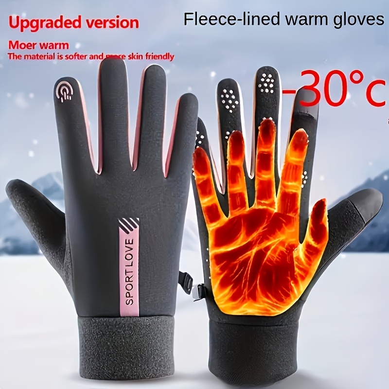 

Women's Winter Warm Gloves, Full Finger Touch Screen Sports Gloves, Fleece-lined Outdoor Cycling Gloves