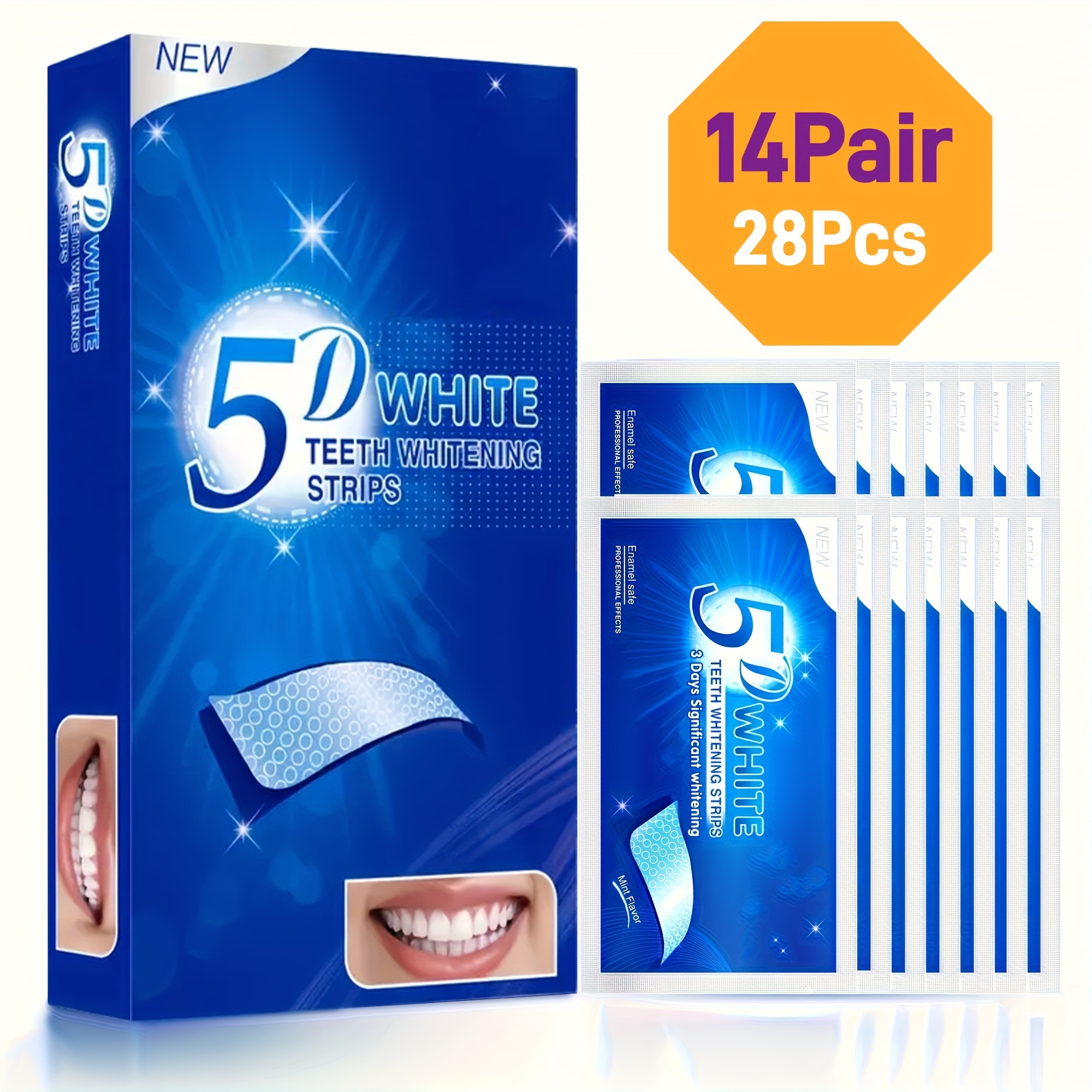 7/14 Teeth Strips For Home And Travel, 5d Strips, Oral Strips With 8% Sodium Phytic Acid