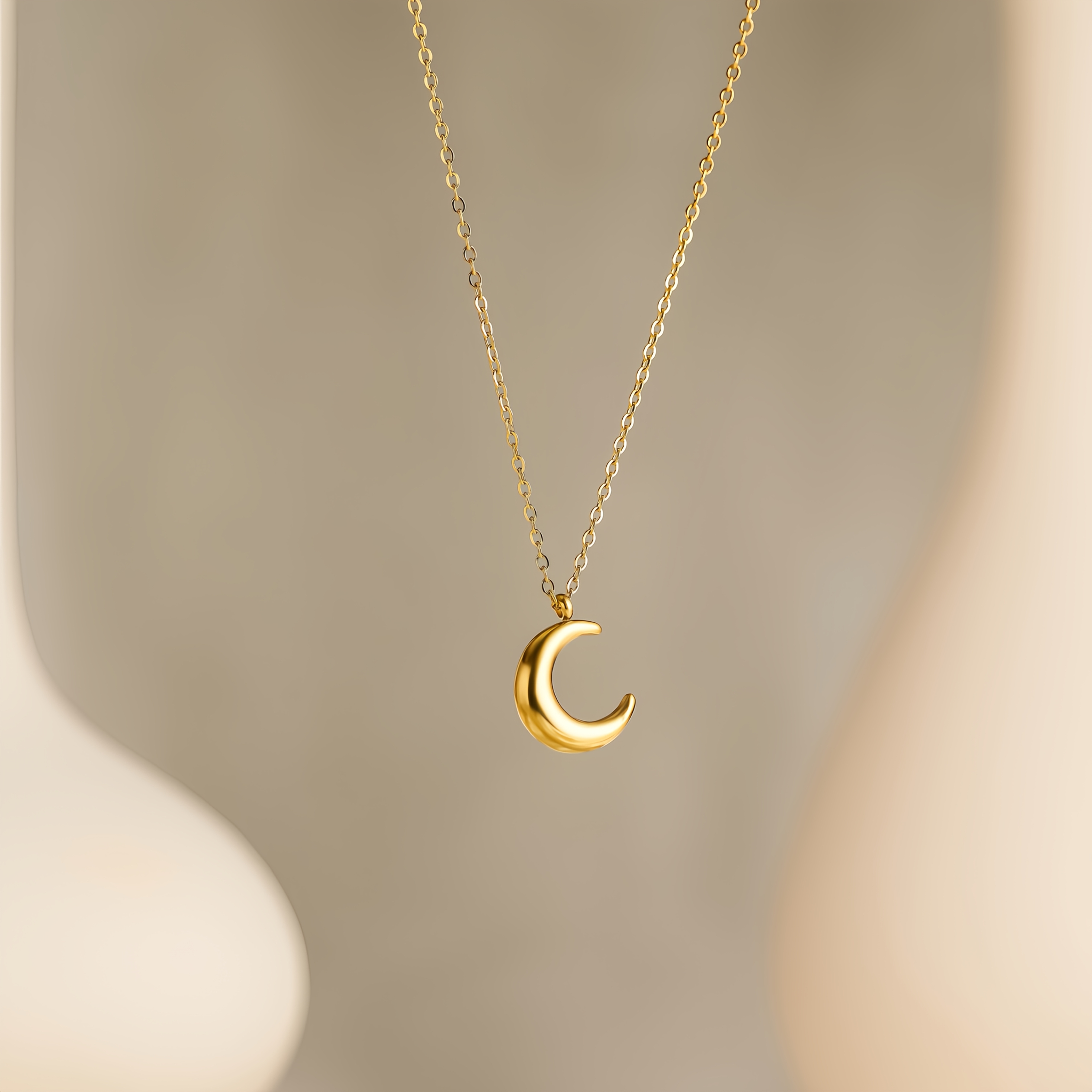 elegant minimalist stainless steel 8k golden plated   pendant necklace for women valentines day gift everyday party jewelry durable tarnish resistant chain moon necklace daily wear accessory luxurious   tarnishresistant jewelry