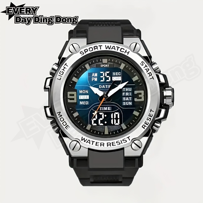fashion unisex digital sports watch and shockproof pvc band alloy case non rechargeable button battery Product details 7
