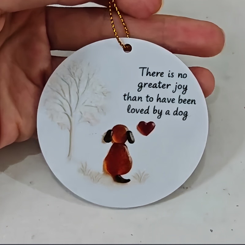 TEMU 2pcs Ornements Commémoratifs pour Chien "Il n'y a pas de plus grand bonheur" Cadeau de Perte de Compagnie Cœur et Arbre pour Chiot Décoration de