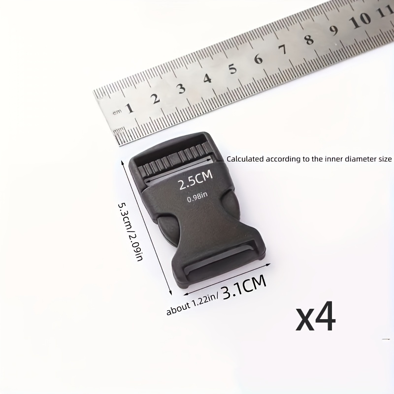 4-pack Black Adjustable Side Release Buckles Plastic For Backpack Closure Repair, For Backpacks, Adjustable Straps Seamless Clasp, Plastic Replacement