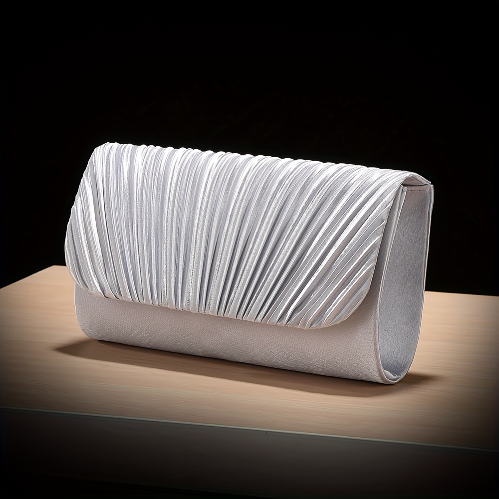 TEMU New Solid Color Evening Dress Bag With Pleated Design, A Stylish Storage Bag For Women Suitable For Parties , Versatile Evening Gown Bag With
