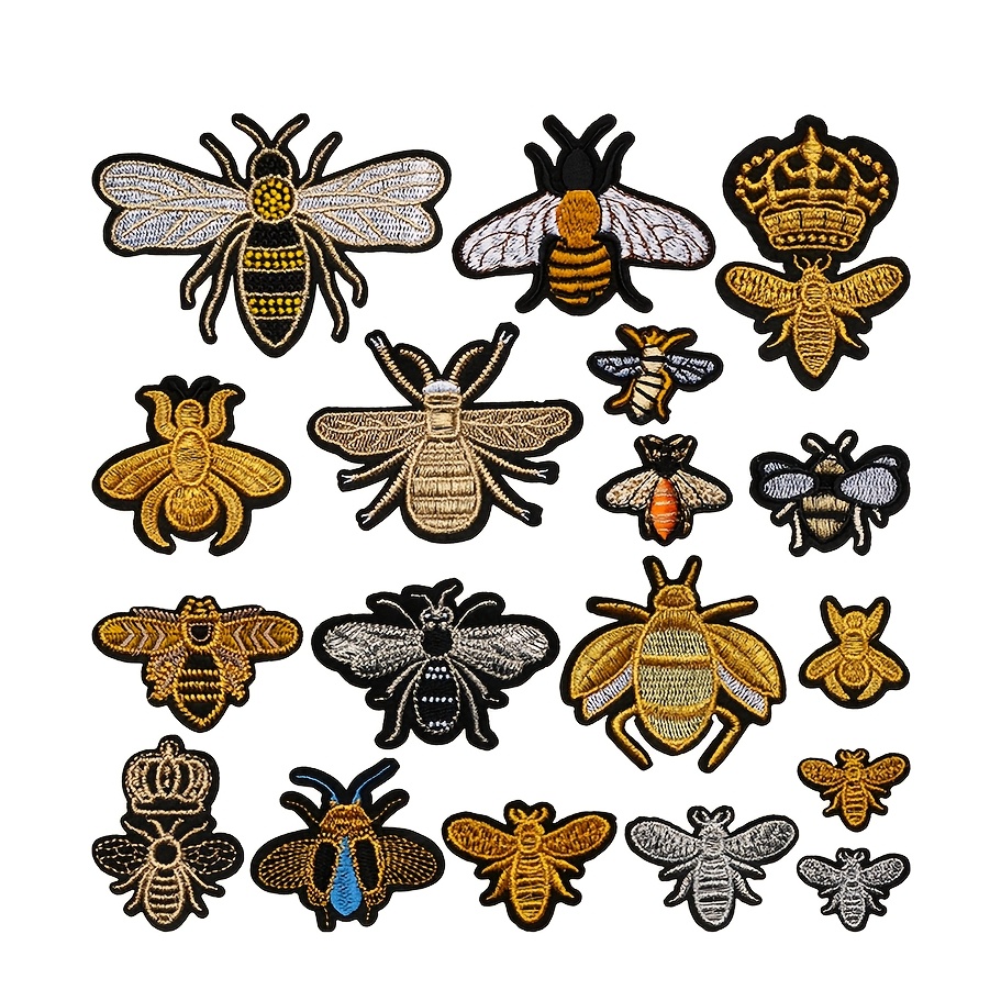 TEMU 18 pièces Patchs en Tissu Abeille Argentée pour Broderie Informatique, Appliqués à Repasser, Accessoires Vêtements, Badges en Gros