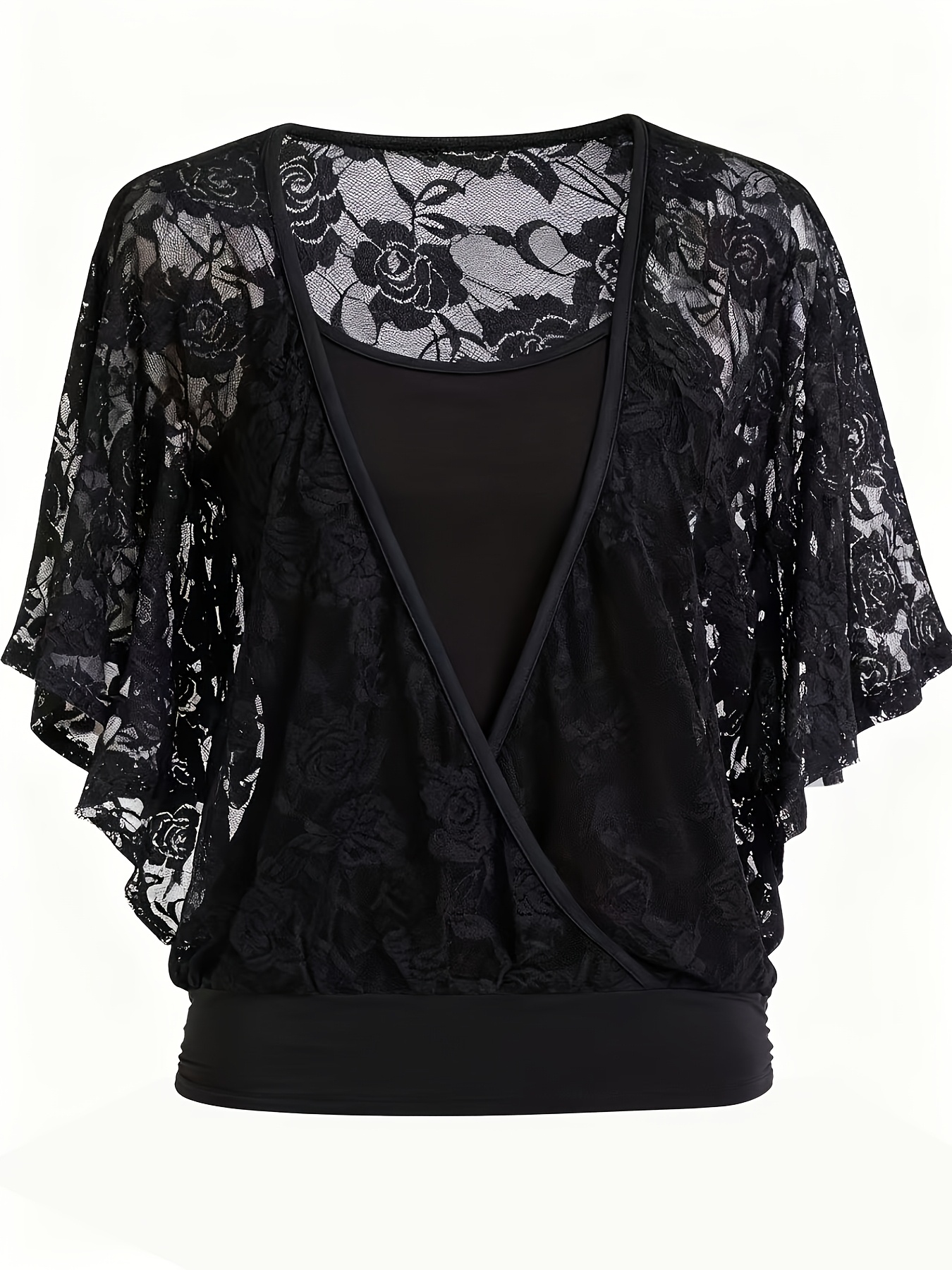 item picture plus size plus size plus size womens 2 in 1 floral lace trim sleeveless blouse and vest top