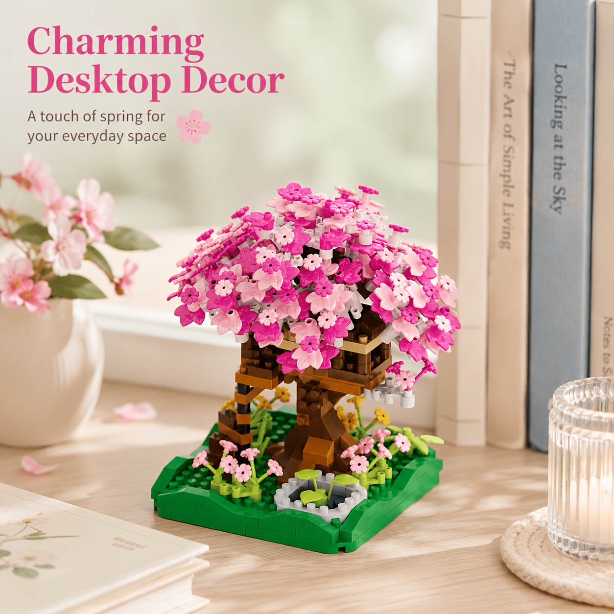 Pink Floral Garden Building Set Mini Flower Landscape