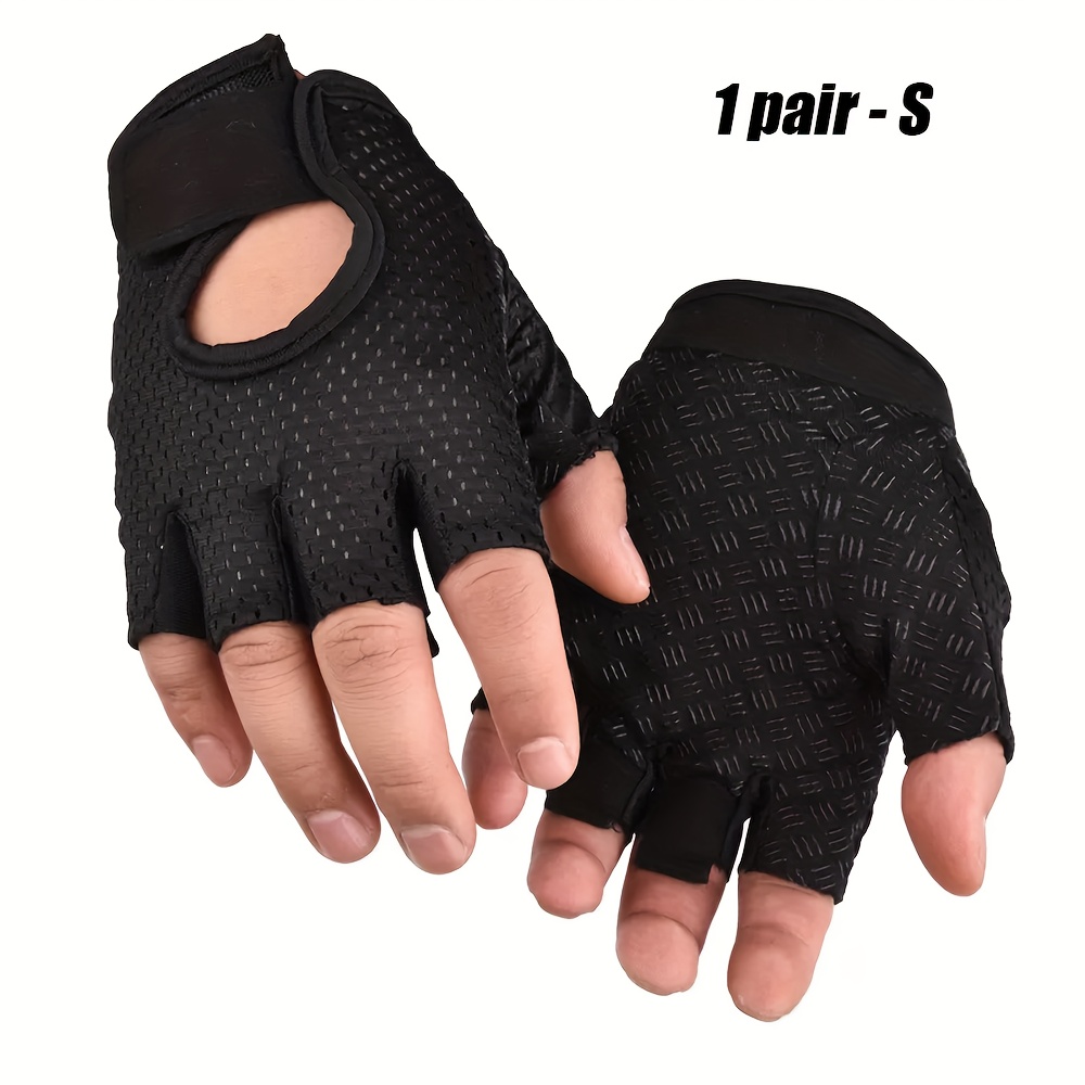 E-shop 1 Paar atmungsaktive Fingerhandschuhe - rutschfest langlebig - Fitnesshandschuhe, geeignet für Gewichtheben, Radfahren, Laufen, Grifftraining -