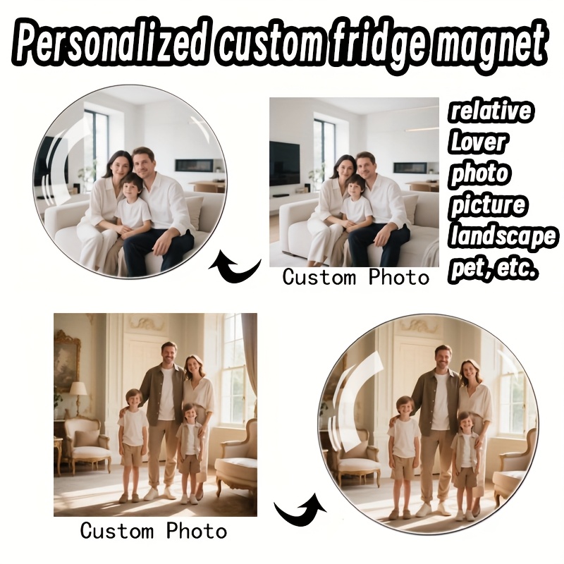 TEMU 12 pezzi di magneti per frigorifero in vetro con foto personalizzata 3D in , con gemma del tempo, 3CM, cupola in vetro, lavagna , armadietto per